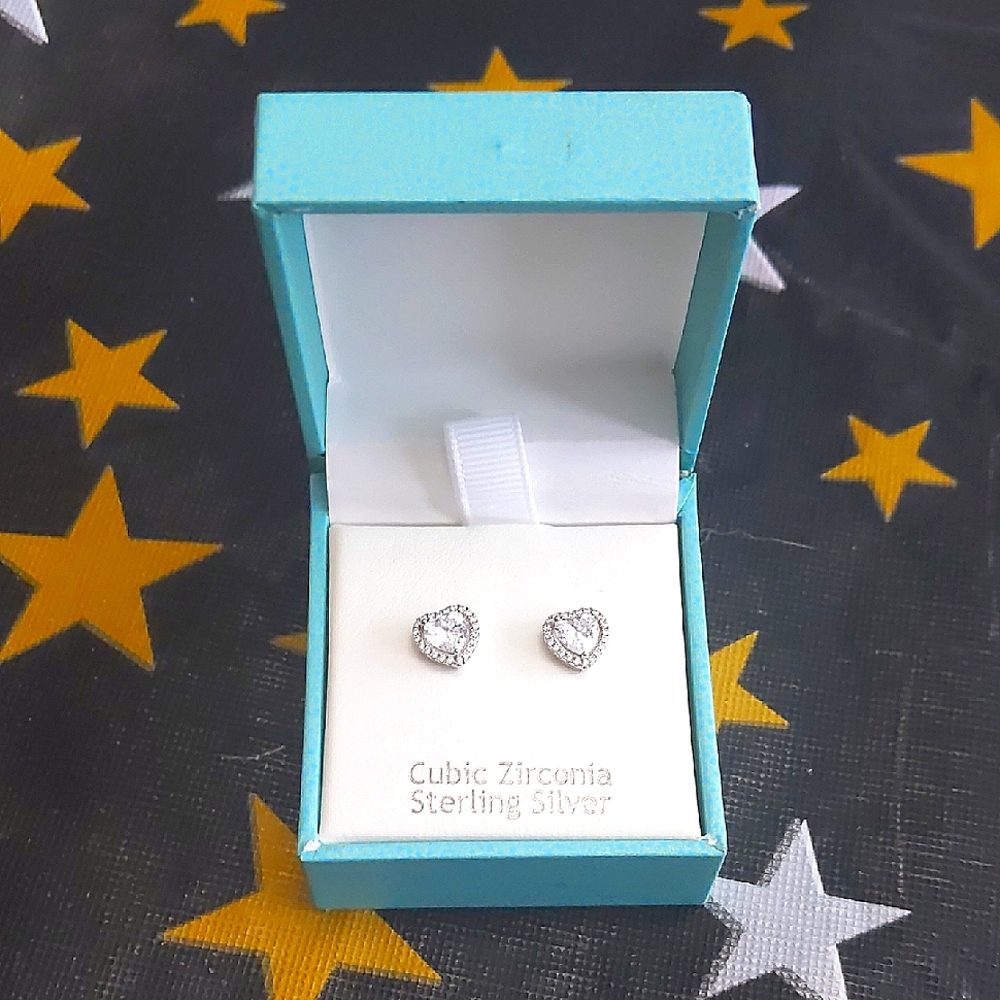 Nanette Lepore Heart-Shaped Sterling Silver Earrings with Cubic Zirconia